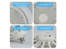 Ventilador de Teto E27 3 Marchas Pequeno Quarto Infantil Dormitório S/MARCA