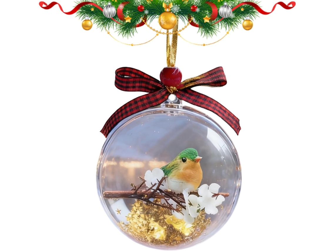 Bolas Decorativas Transparentes Em Formato De Pássaro, Com 9 Cm De Diâmetro, Para Lembrancinhas.