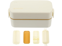 Recipiente Portátil Para Alimentos De 850ml, Lancheira Bento De Dupla Camada Em Polipropileno Branco, À Prova De