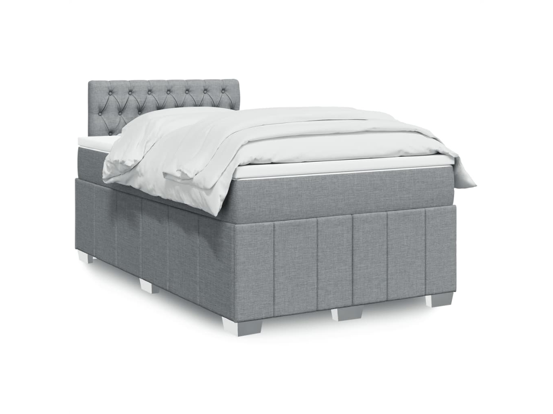 Vidaxl Cama Boxspring Com Colchão 120x190 Cm Tecido Cinzento-claro