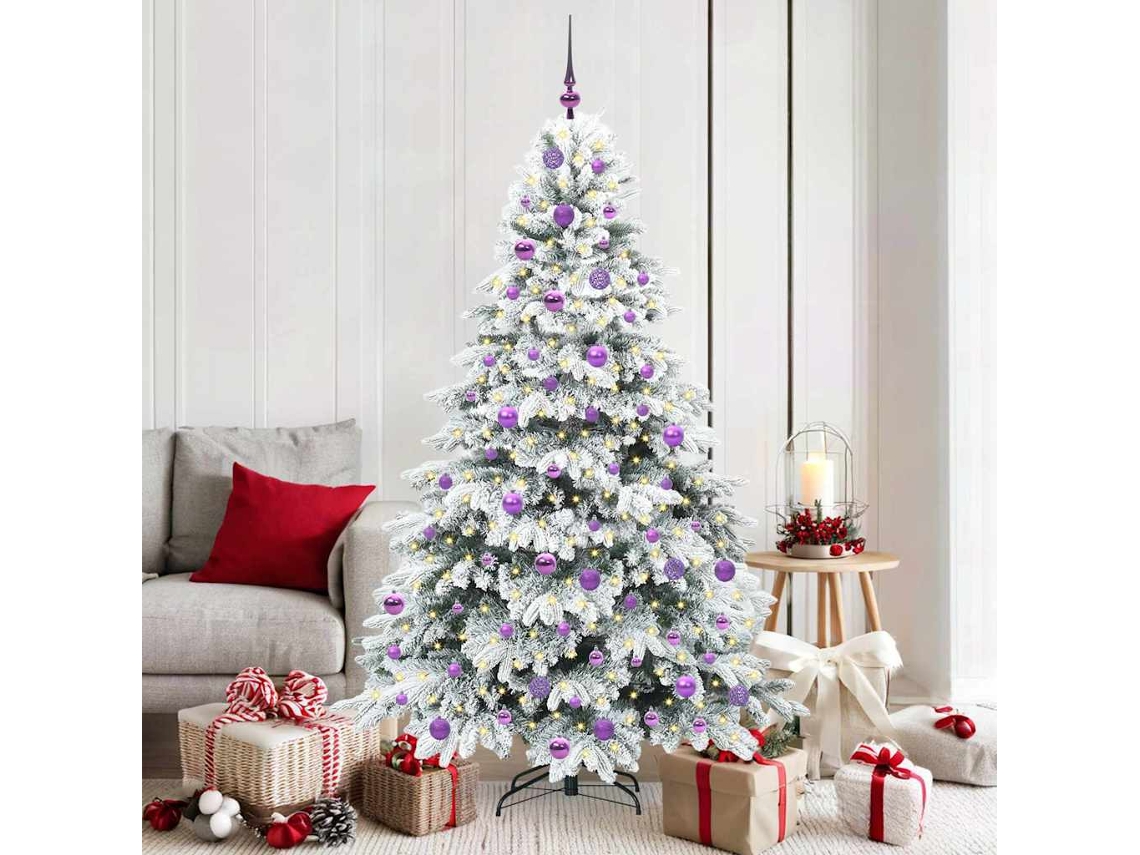 Vidaxl Árvore De Natal Artificial Com 300 Leds Branco 180 Cm Pe E Pvc