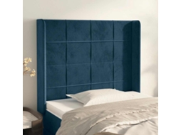 Vidaxl Cabeceira Cama C/ Abas Veludo 103x16x118/128 Cm Azul-escuro