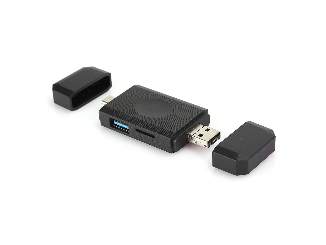 Leitor De Cartões De Memória 6 Em 1 Type C Para Celulares, Tablets E Notebooks Luz Dourada
