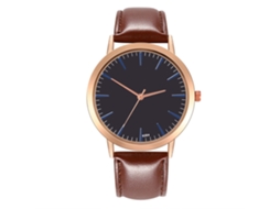 Relógio de Pulso Stylish de Couro Marrom Escuro Quarts para Homem e Mulher