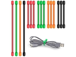 Ataduras De Silicona Reutilizables 16 Piezas Para Organizar Cables Longitudes 3 Y 6 Pulgadas