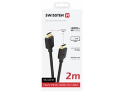 Cabo SWISSTEN HDMI para HDMI 4K (2m - Preto)