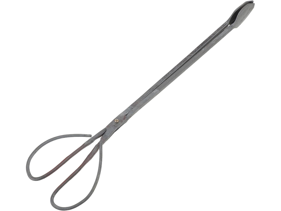 Pinça Para Lenha Baluue, Reforçada Em Ferro Preto, Ideal Para Lareiras E Churrasqueiras Possui Cabo Ergonômico Proteção