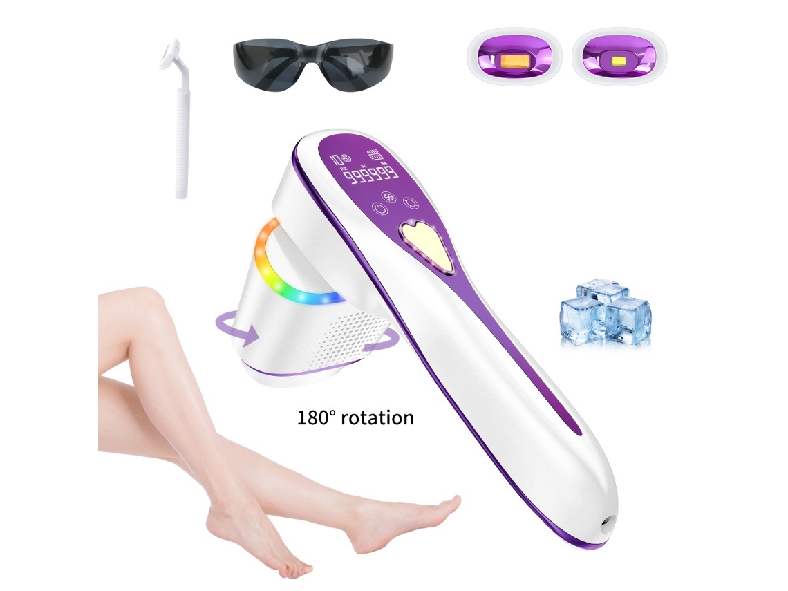 Depiladora Ipl 3 em 1 Resfriamento Safira, Cabeça Rotativa 180°, Sensor Infravermelho, Tratamento de Pele e Acne CHRONUS (roxo)