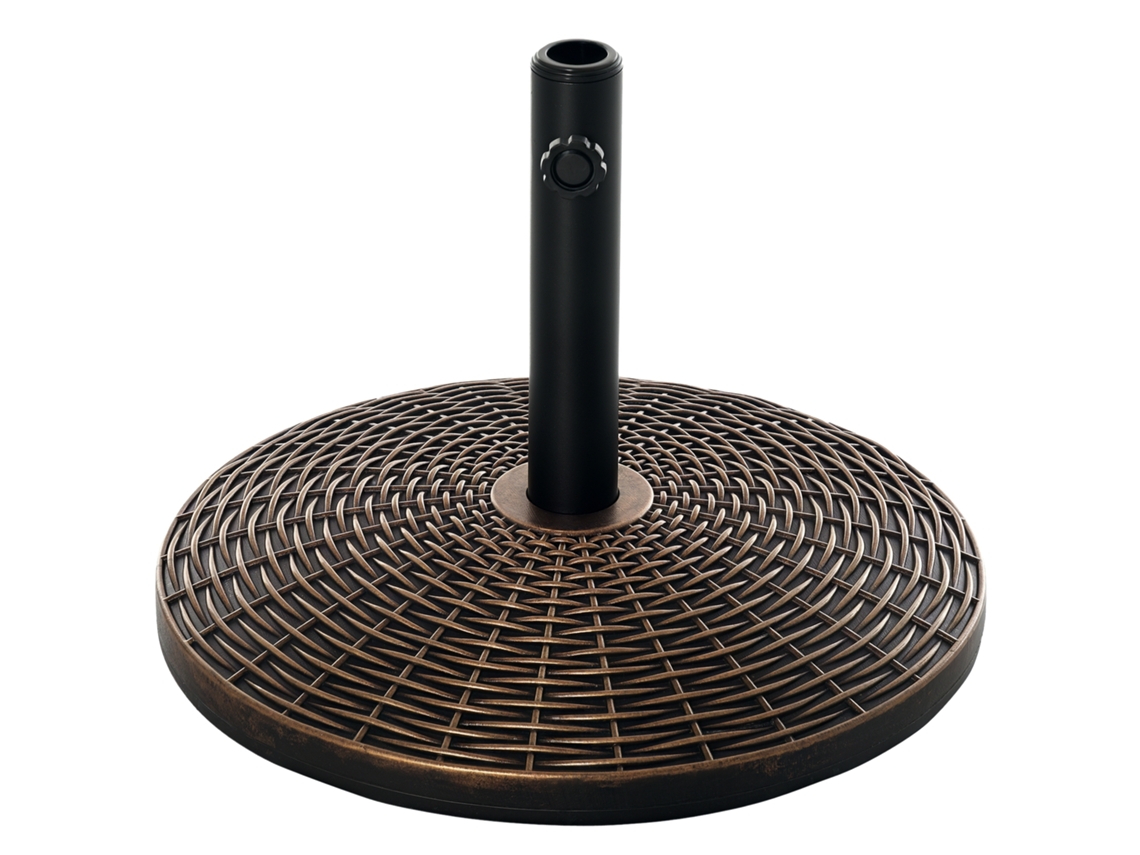 Base Redonda De Plástico Com Efeito Rattan, 25 Kg, Para Mastros De 35 Mm, 38 Mm E 48 Mm.