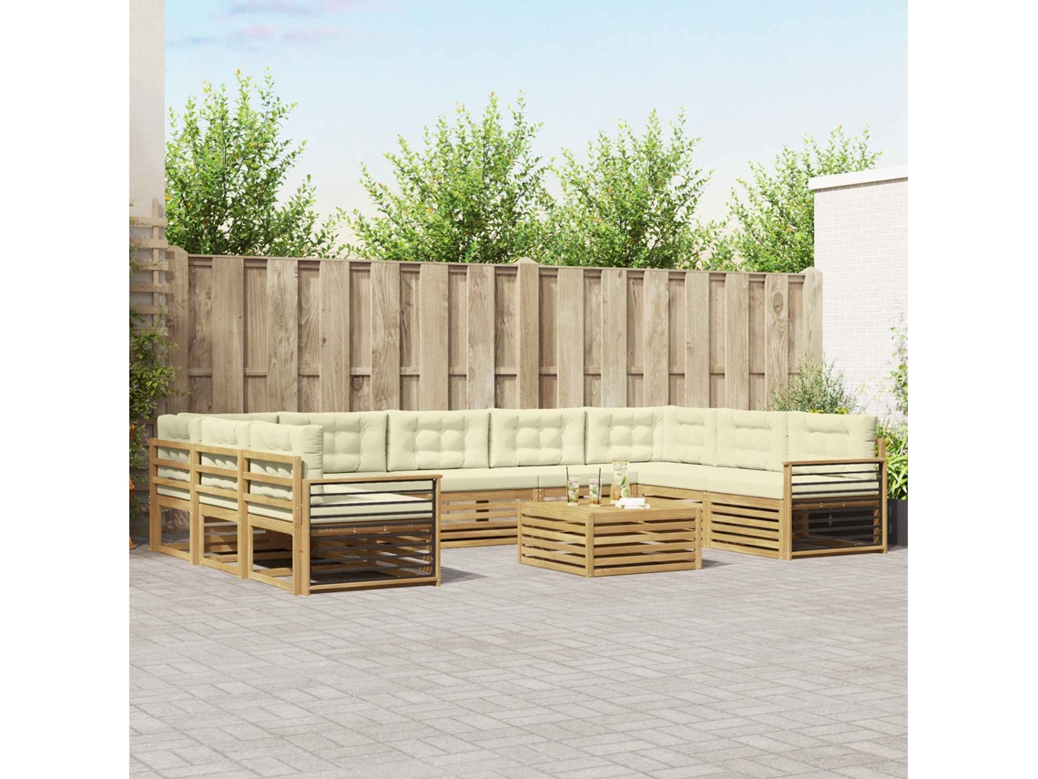 Vidaxl Conjunto De Sofás Para Exterior 10 Unid. Branco E Creme