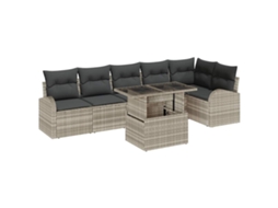 Maison Exclusive - Conjunto De Sofá De Jardim 7 Pcs Cinzento-claro Vime Pe