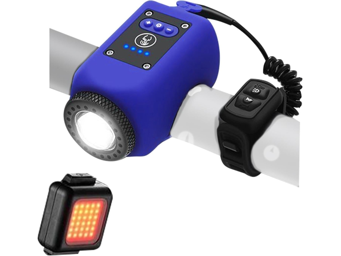 Buzina De Bicicleta Recarregável Via Usb Com Farol E Lanterna