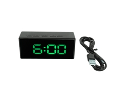Reloj Despertador Digital Espejo Con Luz Led, Modos De Visualización Y Función Snooze Verde