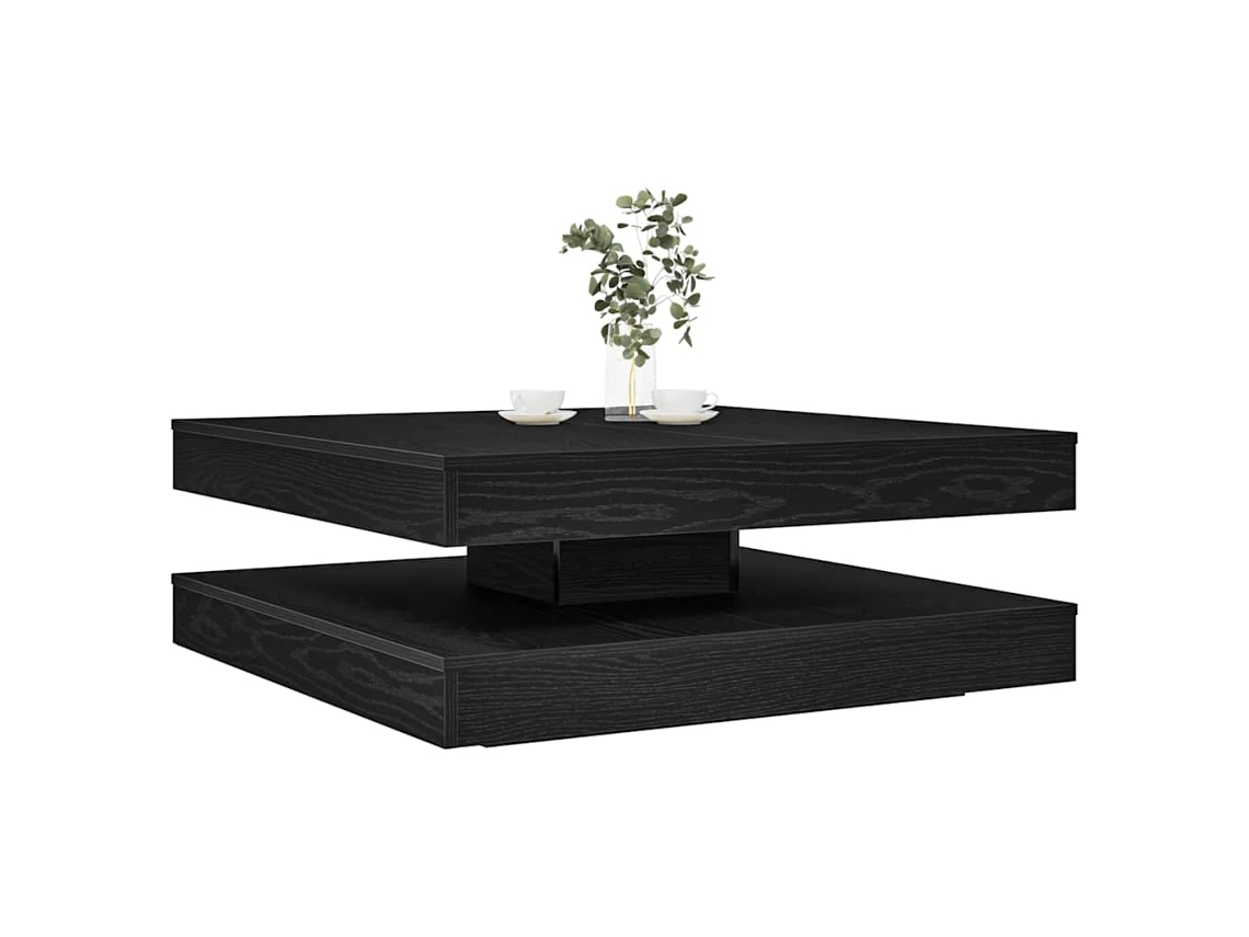 Vidaxl Mesa De Centro Giratória 360 Graus Carvalho Preto 90x90x34,5 Cm