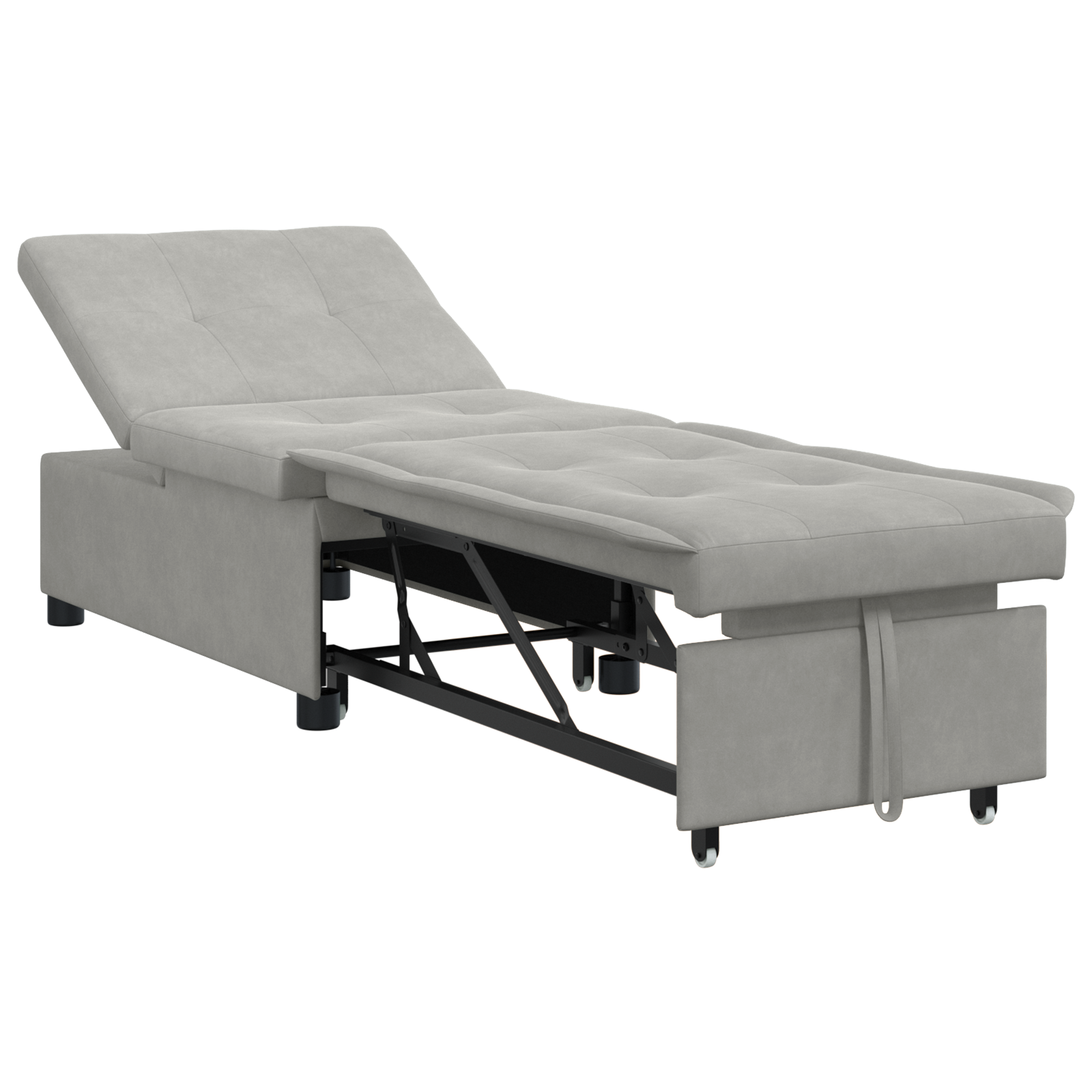Sofá-cama Pull-out 3 Em 1 Em Tecido Cinza Claro Vidaxl Cinzento-claro Microfibra