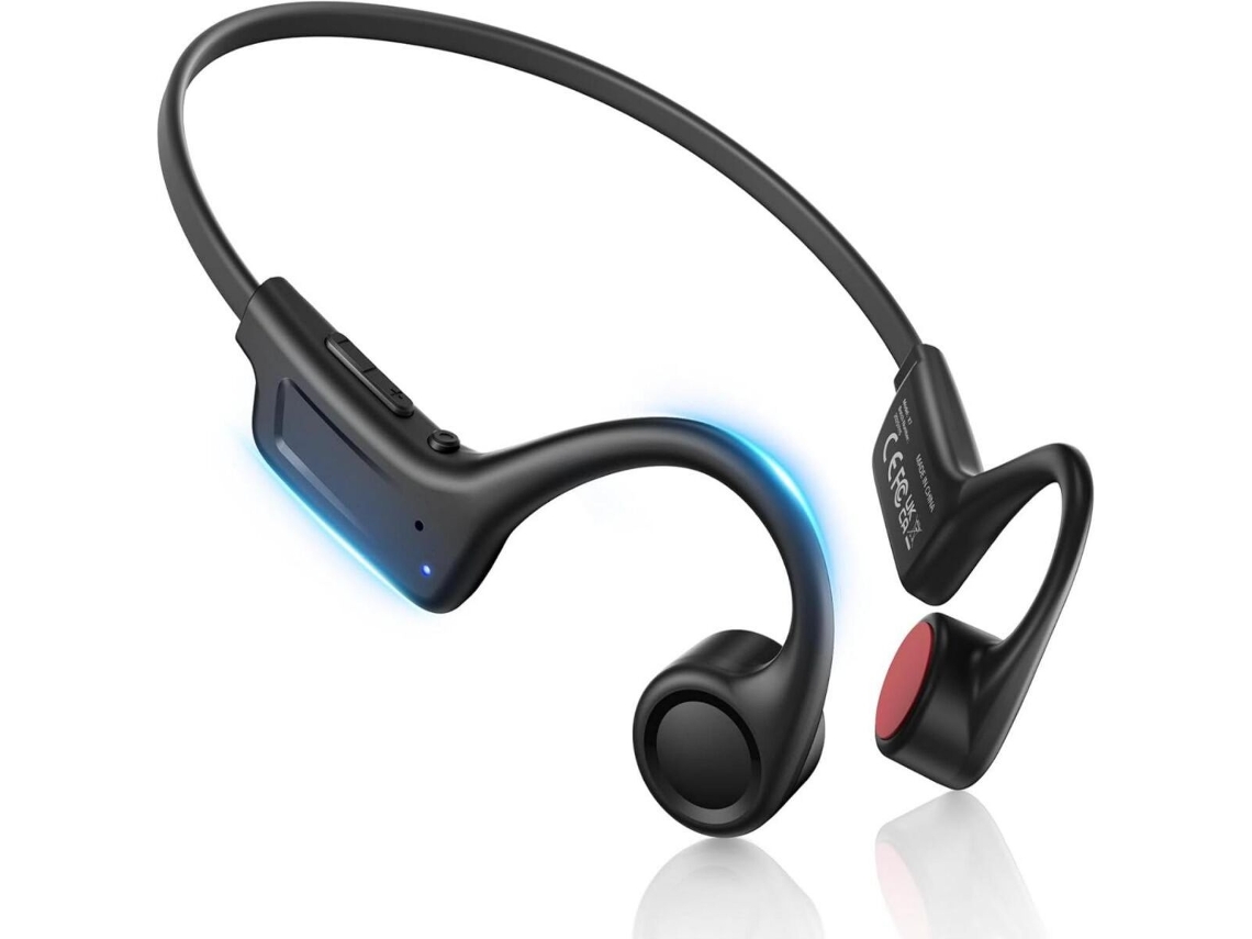 Kinglucky Auscultadores Desportivos Condução Óssea Bluetooth 5.4 X7 Abertos Pretos Ipx4