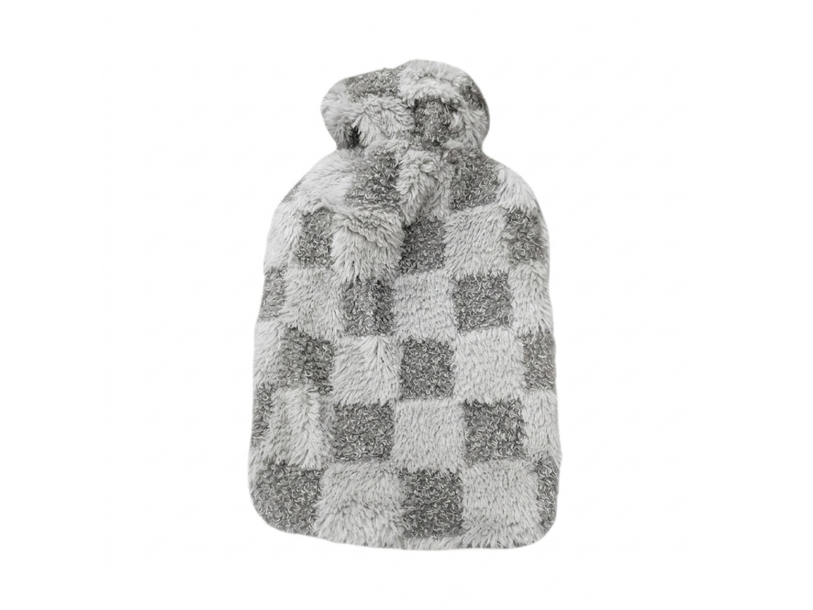 Bolsa De Água Quente Com Forro - Padrão Xadrez Bk Rsd-02 Cinzento