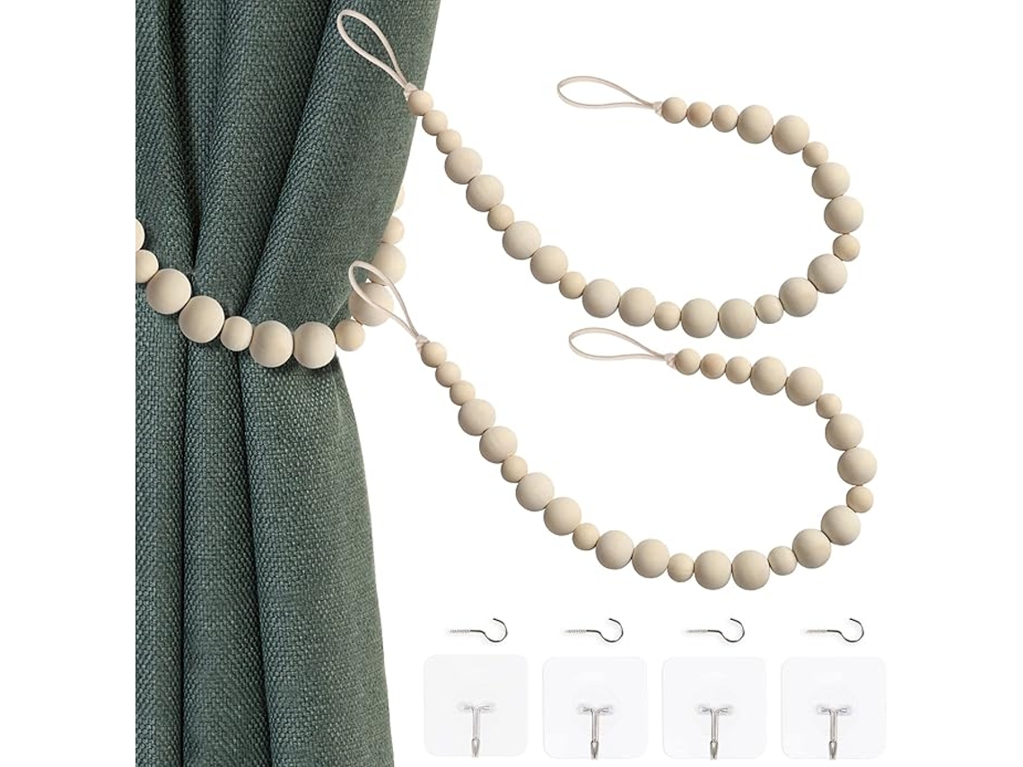 2 Amarradores Madeira Contas Boho C Ganchos P Cortinas ZYBLSSBB