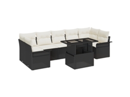 Conjunto 8 Conjunto De Sofá De Jardim Vidaxl Preto Vime Pe (289 X 132,5 X 85 Cm)