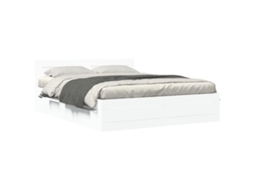 Estrutura de Cama com Cabeceira Derivados Madeira Branco MAISON EXCLUSIVE (150x200 cm)