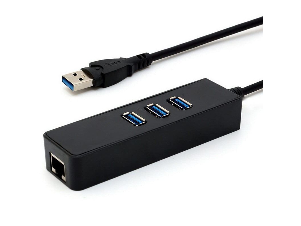 Hub Usb 3.0 3 Portas Adaptador Rede Ethernet Gigabit | S/MARCA