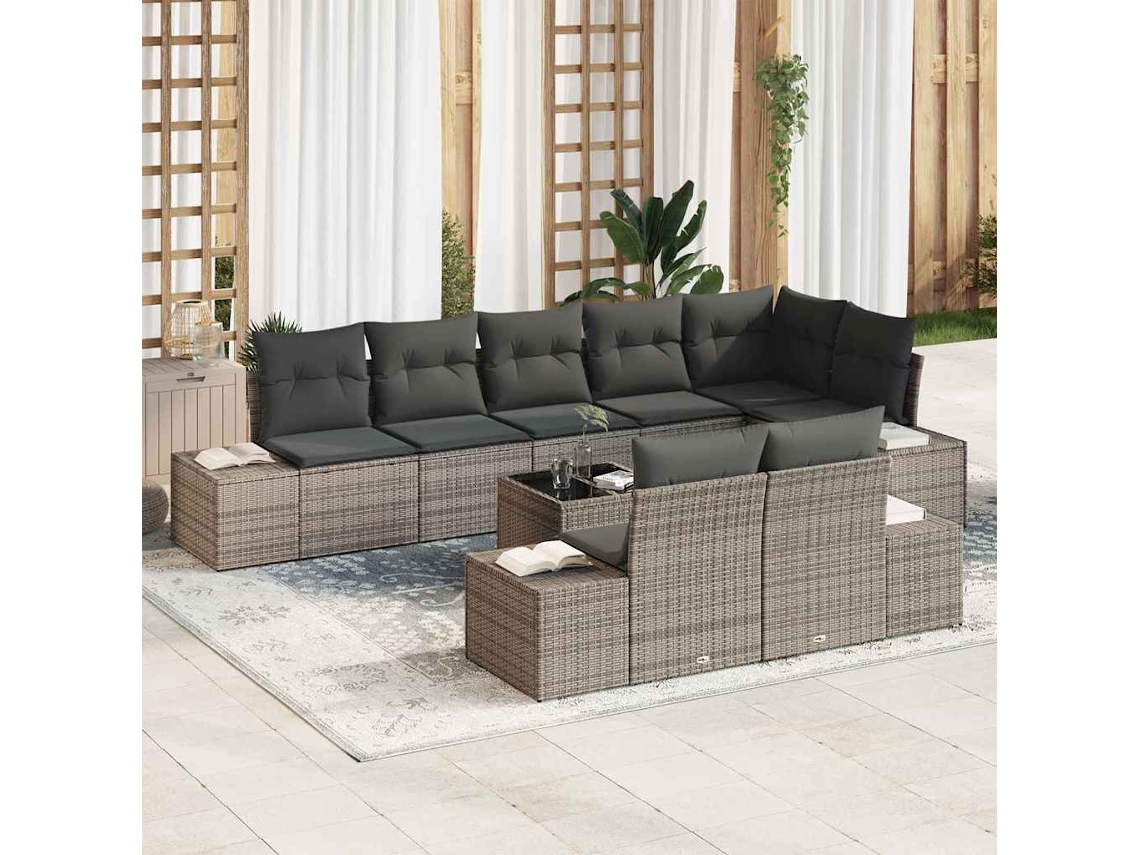 Vidaxl Conjunto de Sofá de Jardim Cinzeto Rattan Sintético