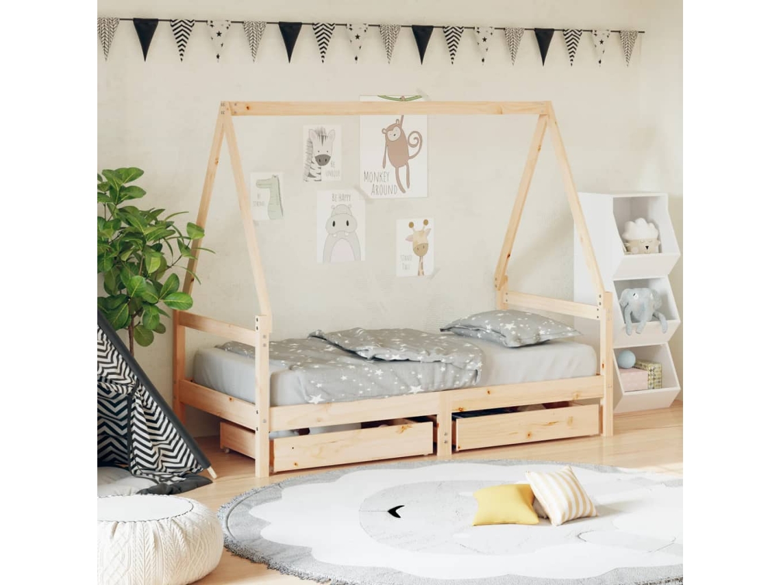 Kids Bed Frame, Kids Bed Frames Vidaxl Marrom Madeira De Pinho (80 X 160 Cm)
