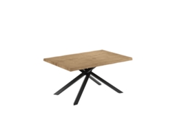 Mesa Extensível Spike 160/240 Cm Em Folheado De Carvalho Natural Com Pés De Metal Preto - Design Contemporâneo Para Salas De Estar