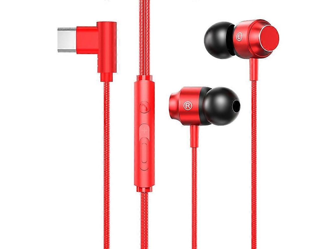 Fones de ouvido intra-auriculares para jogos Hengrongshen TS902 de metal com USB C/Tipo C e cabo de 1,2 m