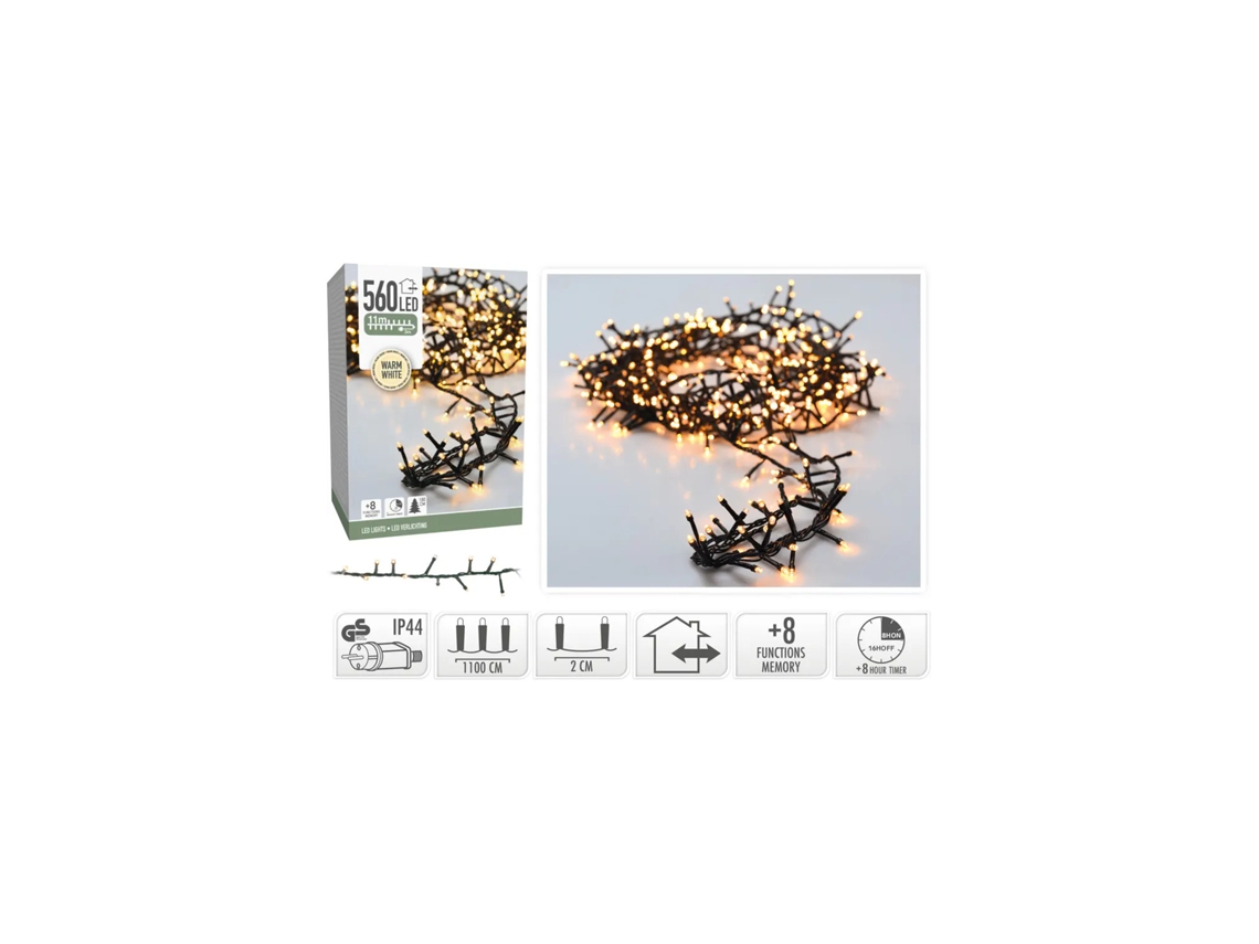 Grinalda Exterior Led Cabo Preto Branco Quente 11M Cacho