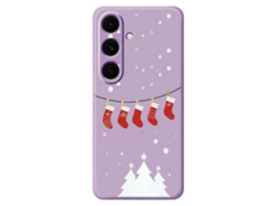 Capa Tkdaddy Para Samsung Galaxy S24 Fe Com Estampa De Meias De Natal E Bordas Retas Em Tpu, Capa Traseira Roxa