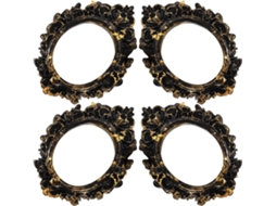 Conjunto 4 Porta Retratos Vintage Resina Resistente Pequenos Ovais Estilo Multifuncionais Fotos Joias GOKOCO