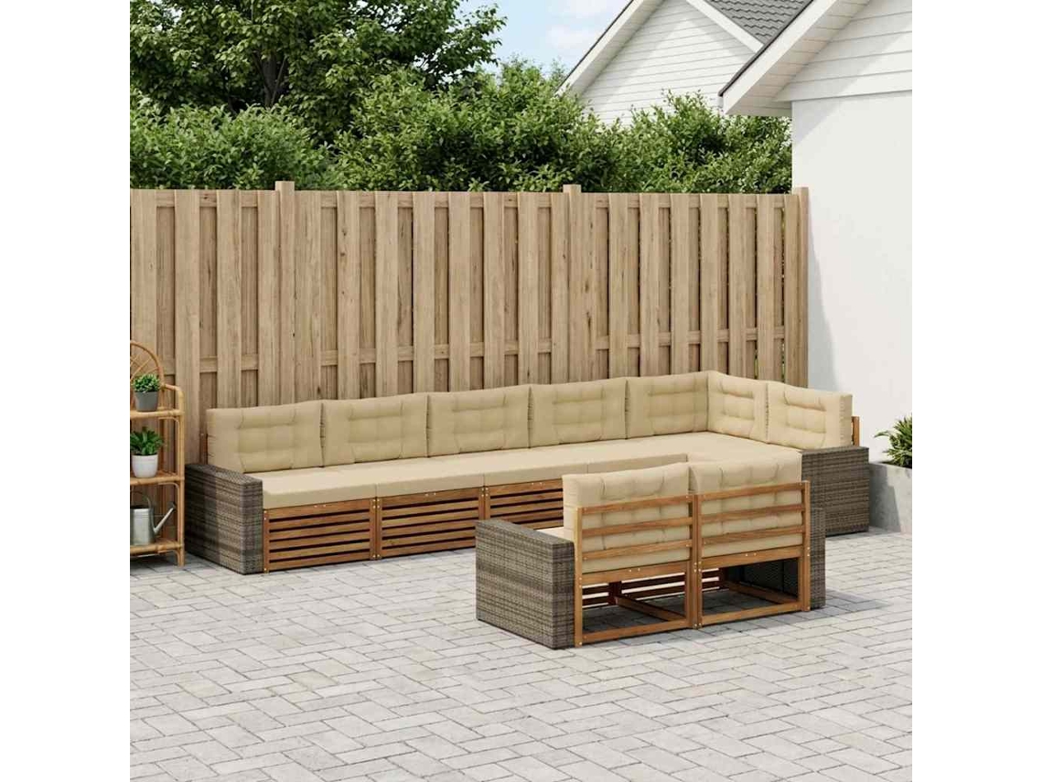 Vidaxl Conjunto De Sofás Para Exterior 8 Unid. Natural E Bege