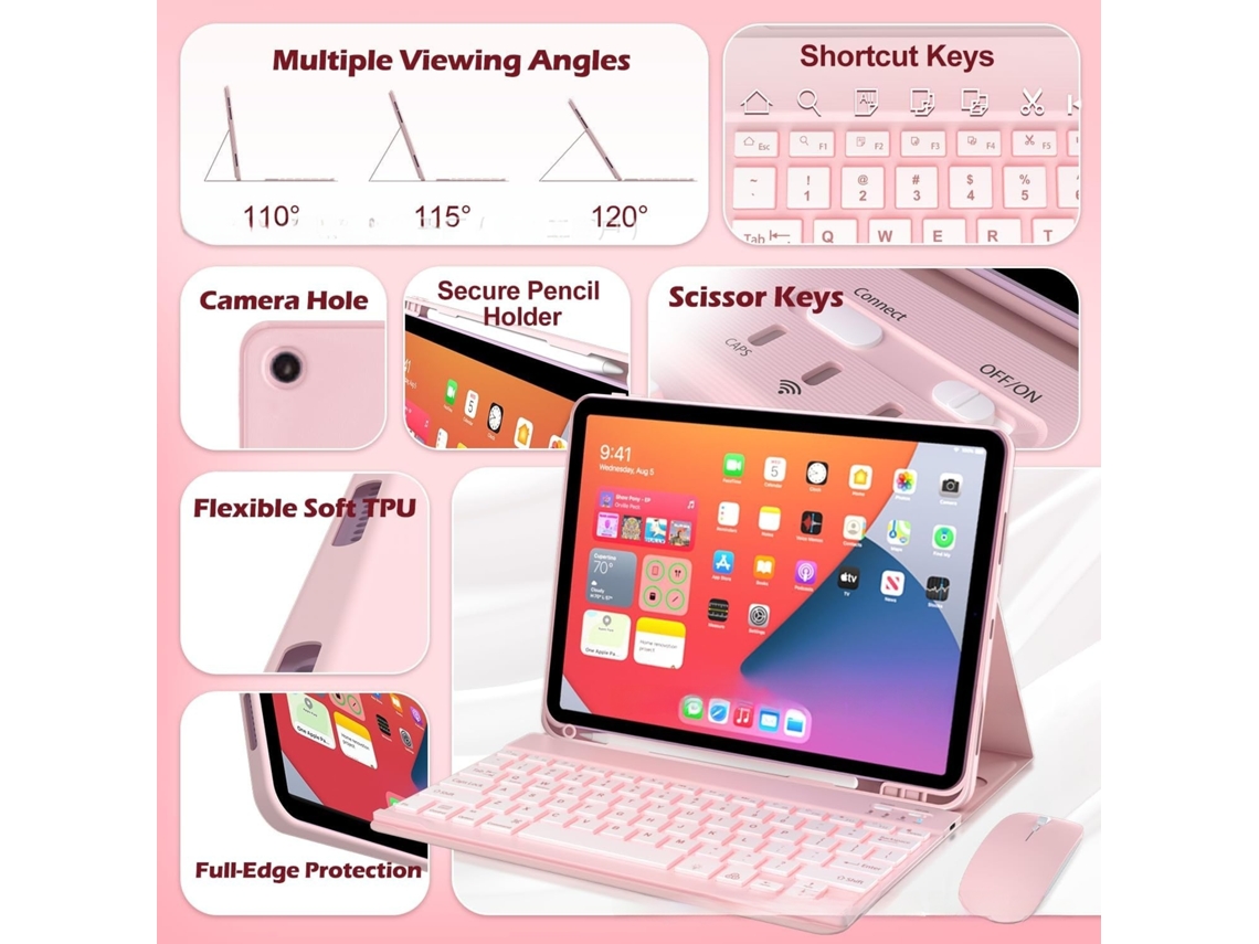 Capa Com Teclado E Mouse Bluetooth Retroiluminados Para Samsung A11 Plus De 11 Polegadas Sm-x230/x235/x236