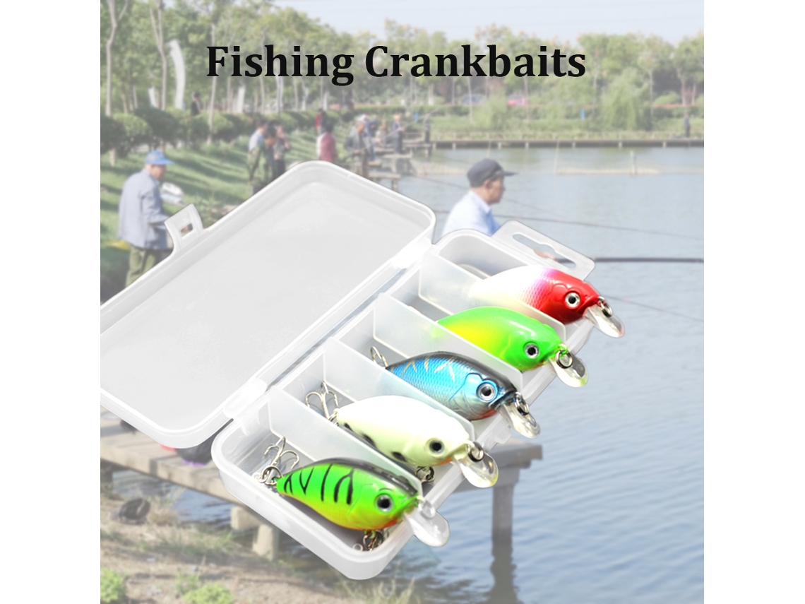 5 Iscas de Pesca Hard Baits com Caixa de Armazenamento