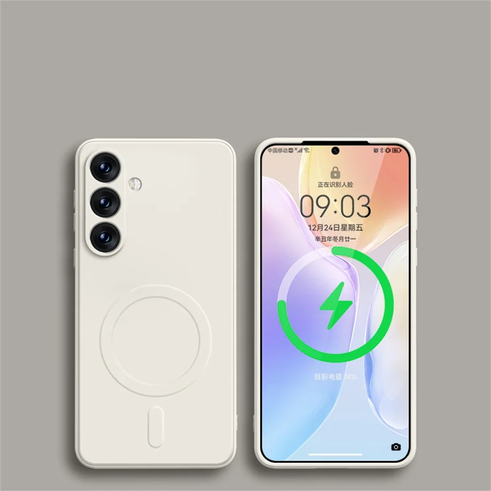 Capa Protetora Magnética De Silicone Para Carregamento Sem Fio (samsung A35 5g Branco) Com Função Anti-choque.