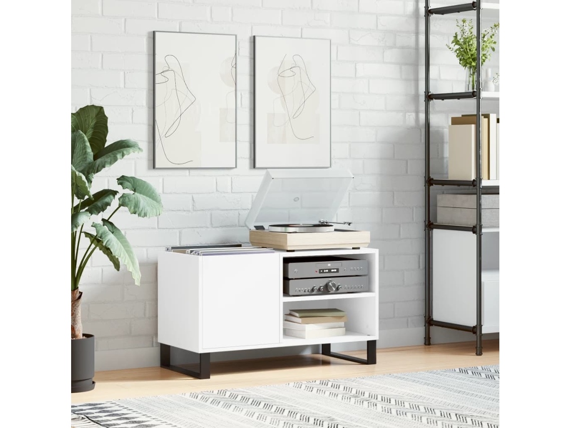 Vidaxl Armário Para Discos 85x38x48 Cm Derivados De Madeira Branco