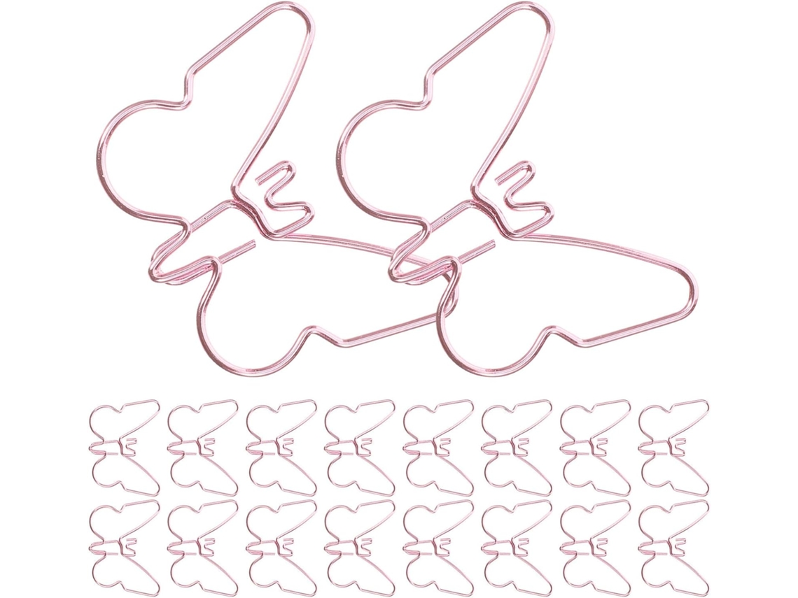 Conjunto de 18 clipes de papel criativos para organizar documentos, na cor Ferro Rosa com alça para encaixe, versáteis para diversas aplicações.