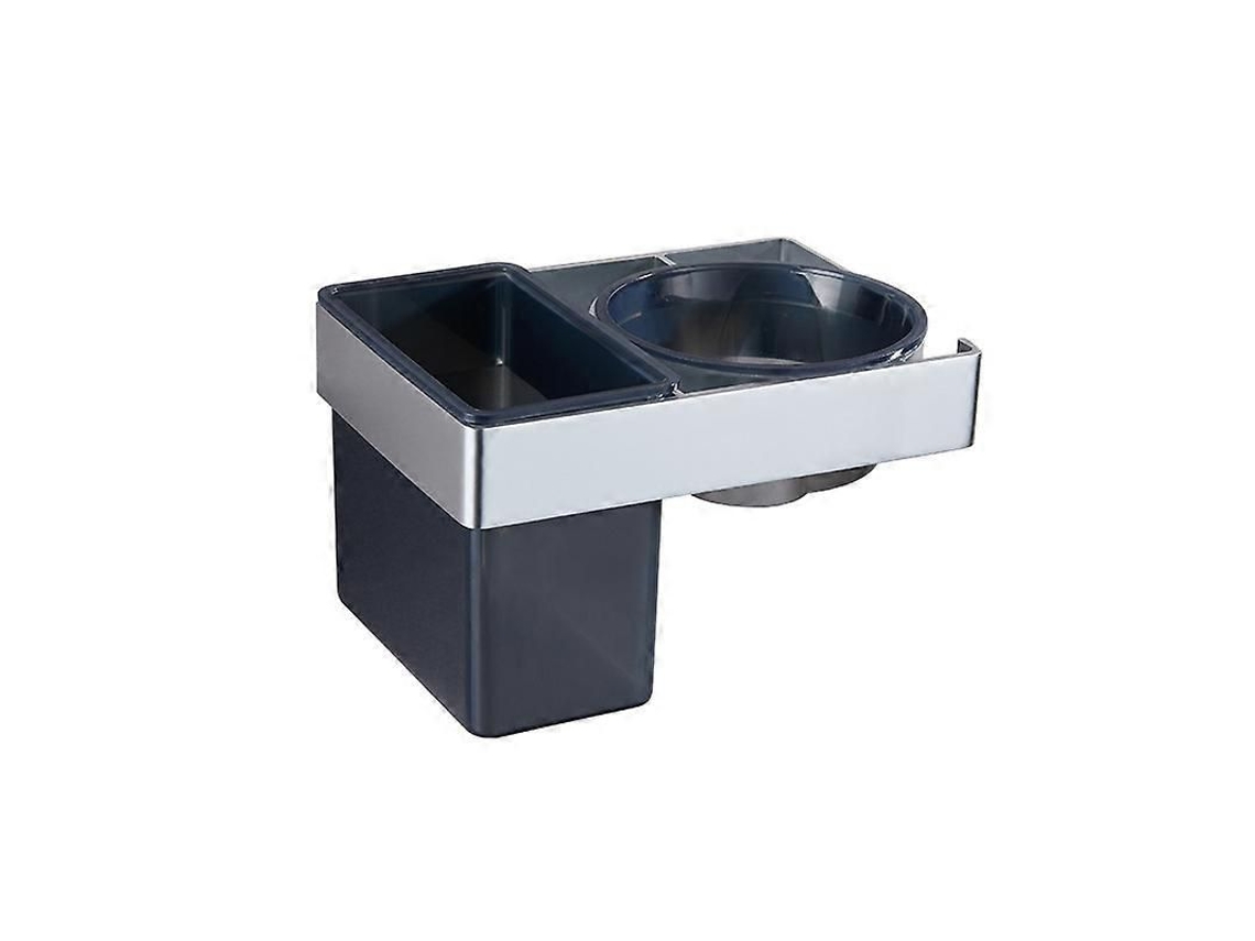 Suporte Adesivo de Parede para Secador Cabelo, 15x10,5x9cm, Prateado, em Alumínio com Compartimento Armazena Mento Abs e Organizador C GOKOCO