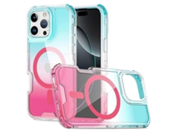 Capa Para Iphone 16 Pro Compatível Com Magsafe Gradient Color Tpupc, Capa Traseira Para Celular - Azul Bebê/rosa