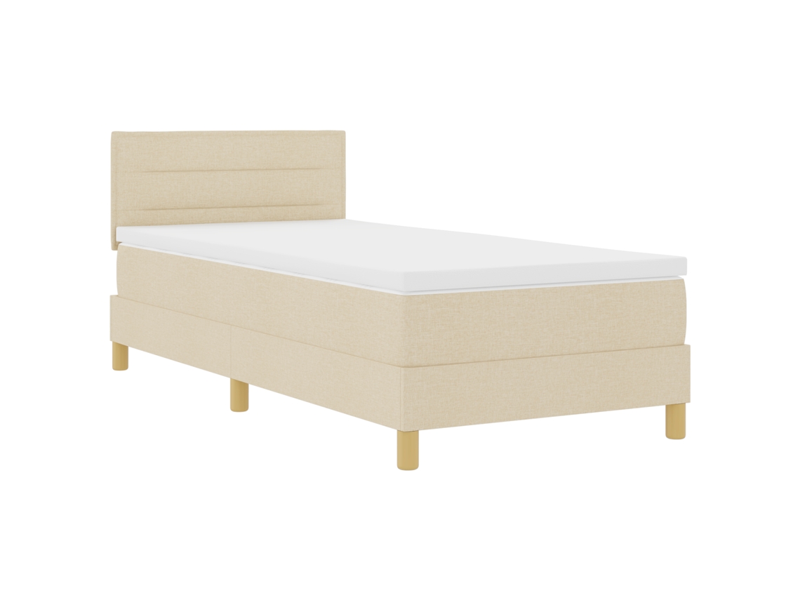 Conjunto 1 Estrado Com Molas Vidaxl Creme Tecido (100 X 200 Cm)