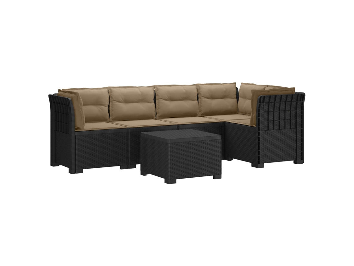 Vidaxl Sofá De Jardim De 5 Pessoas Com Almofadas Visual De Rattan Pp