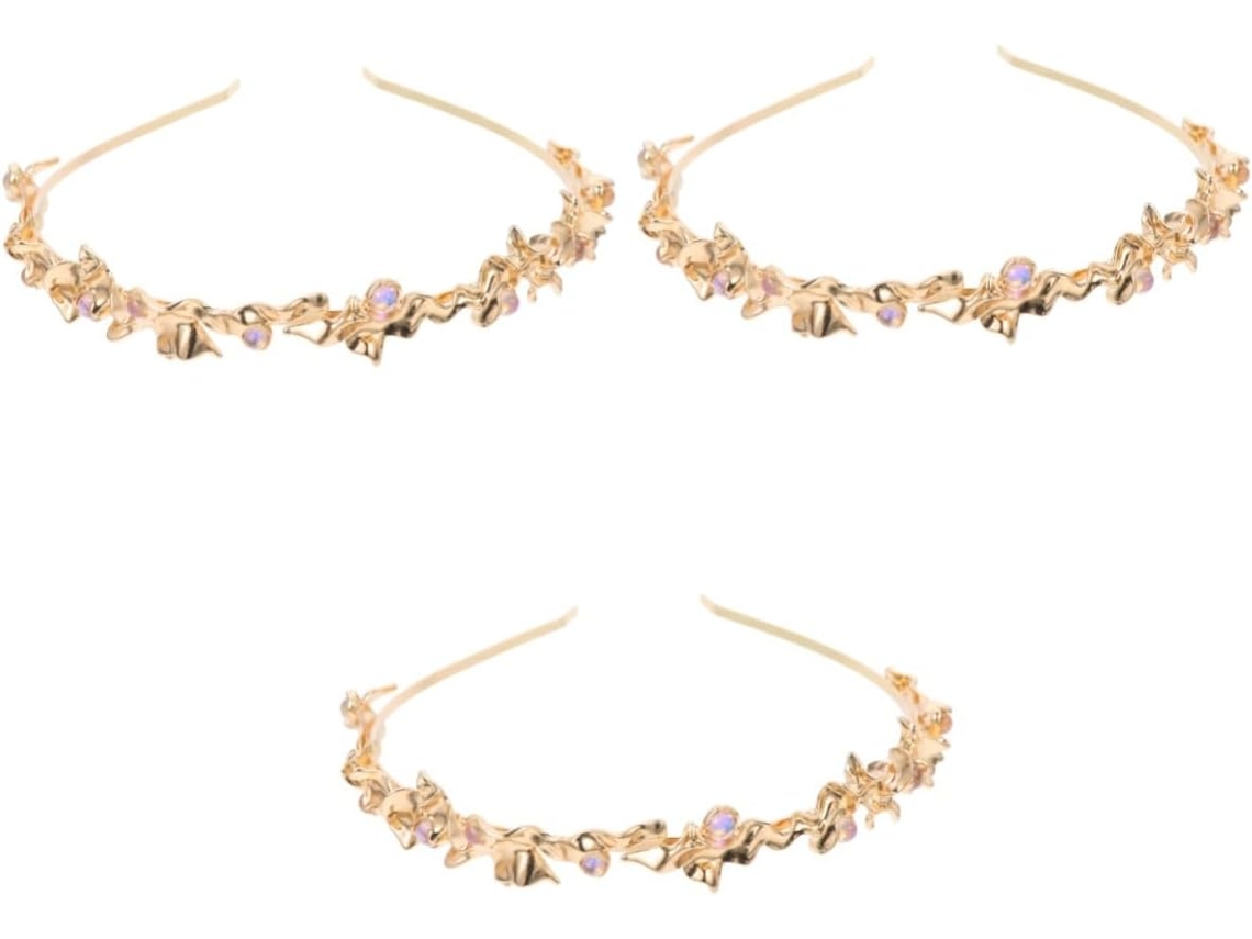 Conjunto De 3 Tiaras Douradas Para Noivas, Acessório De Cabelo Elegante Para Casamentos E Damas De Honra.