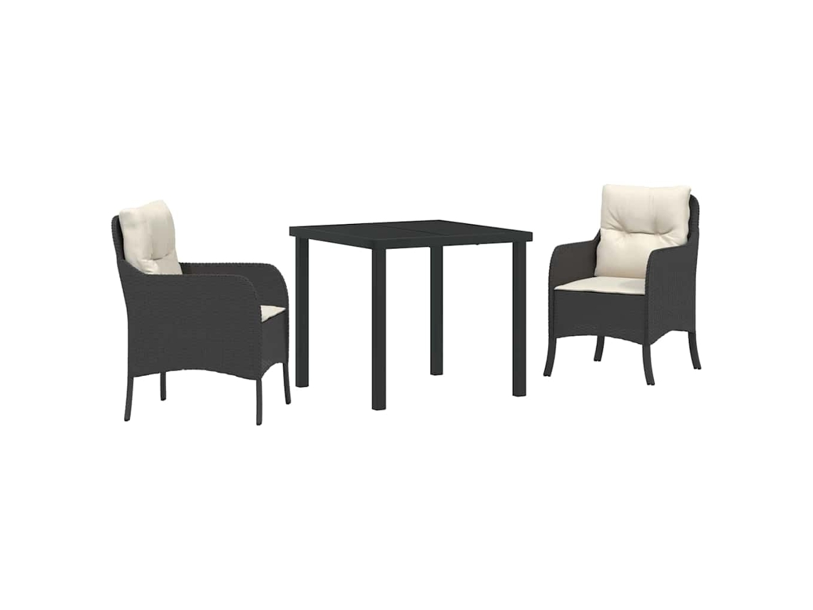 Maison Exclusive - Conjunto De Jantar Para Jardim Com Almofada 3 Pcs Preto Vime Pe