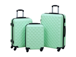 Vidaxl Conjunto De Tróleis Estojo Rígido 3 Pcs Abs Verde Hortelã