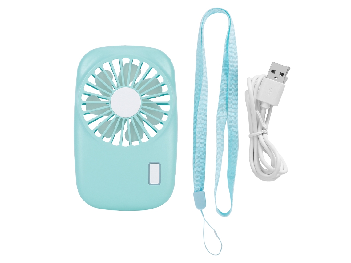 Ventilador Portátil Usb Mini Azul Viagem Escritório Sala