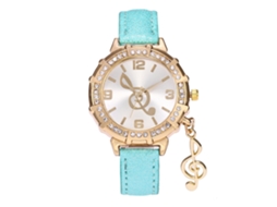Relógio de Pulseira Feminino com Strass e Pingente de Couro Pu Zhoulianfa (menta)
