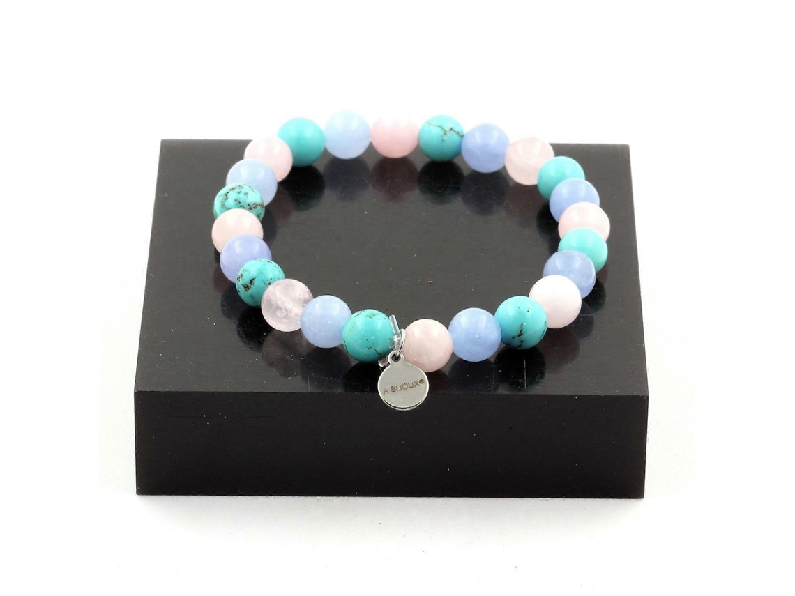 Pulseira De Contas De Quartzo Rosa, Água Marinha E Turquesa De 8 Mm Nostalgia88