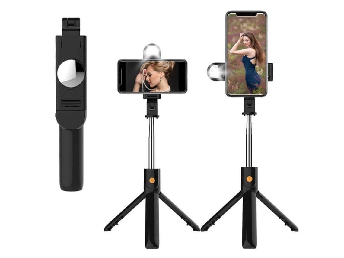 Bastão De Selfie Bluetooth / Suporte Para Celular Com Lâmpada_qq Slowmoose