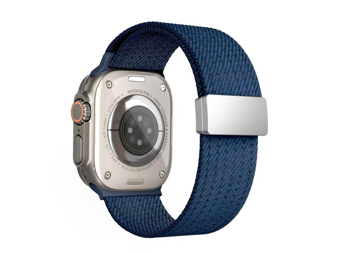 Bracelete Butterfly em Aço e Couro para Apple Watch 44/45/46/49mm Ouro Rosa + Preto XIAOMOYU